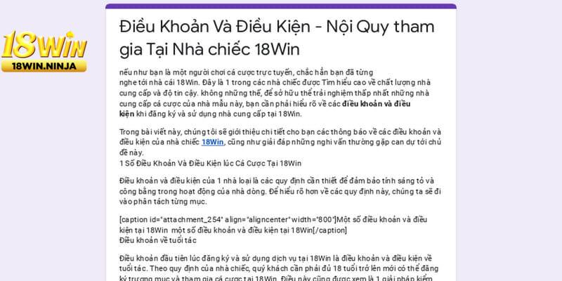 Chi Tiết Điều Khoản Và Điều Kiện Của 18win